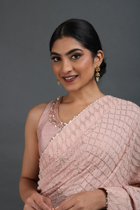 Peach Embellished Lehenga Sareeuntitled (7 of 14)